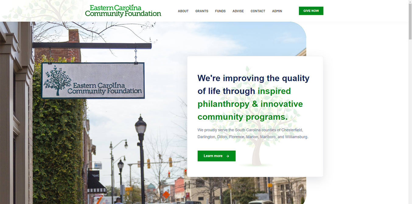 Eastern Carolina Community Foundation screen shot